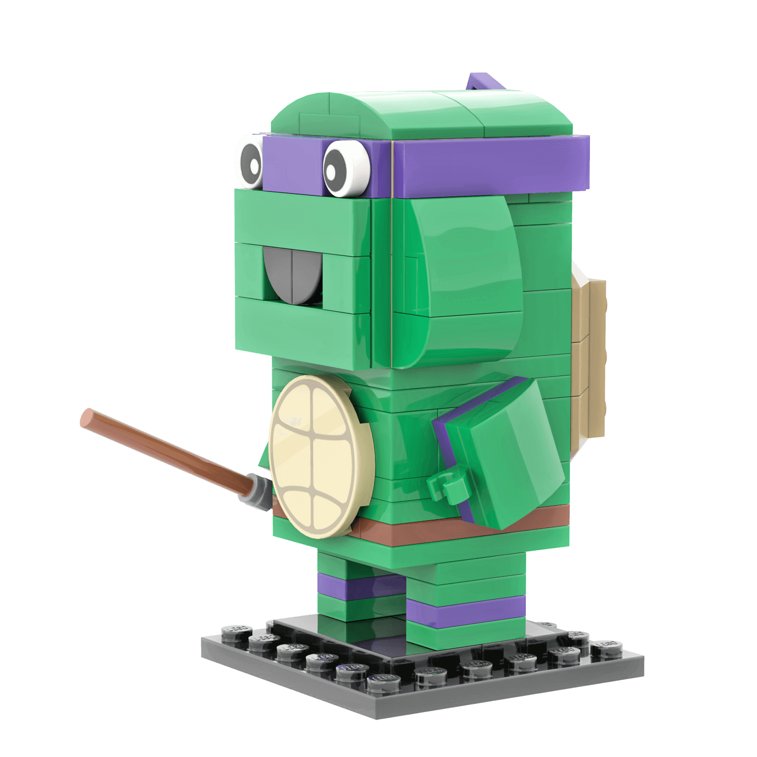 Purple Turtle Brick Head - Custom Building Set - Made Using LEGO® Parts